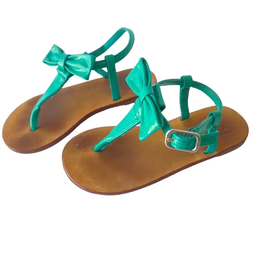 Janie and Jack sandals little girsl 6 Bow Patent Leather Easter Spring Shoes